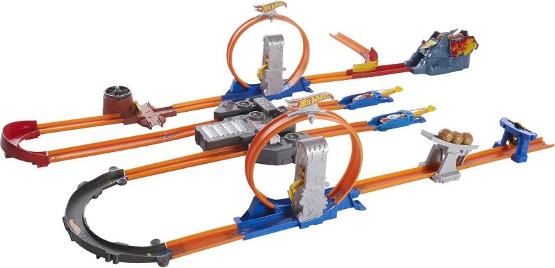 Photo 1 of Hot Wheels Toy Car Track Set, Track Builder Playset Total Turbo Takeover with 1:64 Scale Vehicle, Motorized Booster, Multiple Configurations
