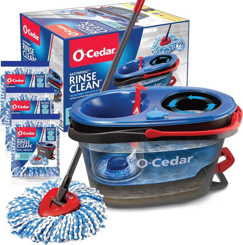 Photo 1 of O-Cedar EasyWring RinseClean Microfiber Spin Mop & Bucket Floor Cleaning System with 3 Extra Refills, Plastic, Grey. BUCKET ONLY
