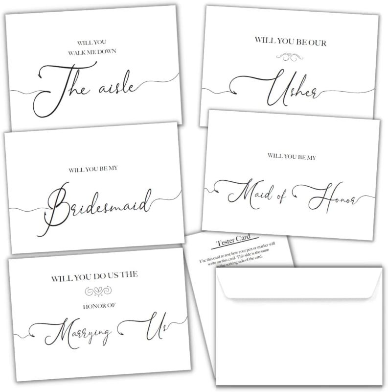 Photo 1 of 13 Pack Will You Be My Bridesmaid, Maid of Honor Proposal Set Including Will You Be Our Usher Card, Will You Walk Me Down the Aisle Card, Officiant Proposal Card - Will You Be My Bridesmaid Card Set
