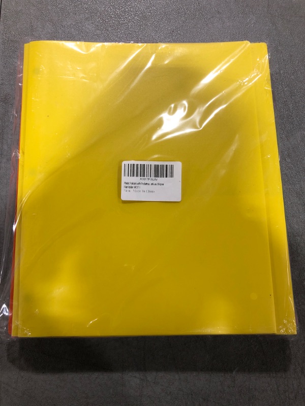 Photo 2 of WOT I Heavy Duty Plastic Folders with Pockets and Prongs - 12 Packs, Extra Thick Pocket Folders with Brads/Card Slot, for Letter Size Sheets, Bright Colors School Work and Home
