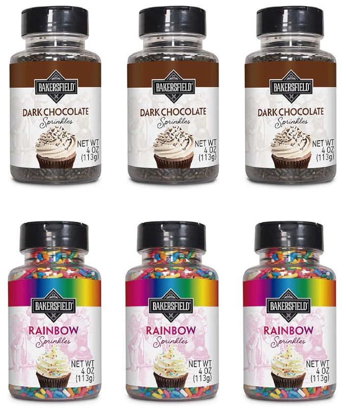 Photo 1 of Bakersfield Special Baking Sprinkles, Dark Chocolate and Rainbow Sprinkles set Best By November 2024
