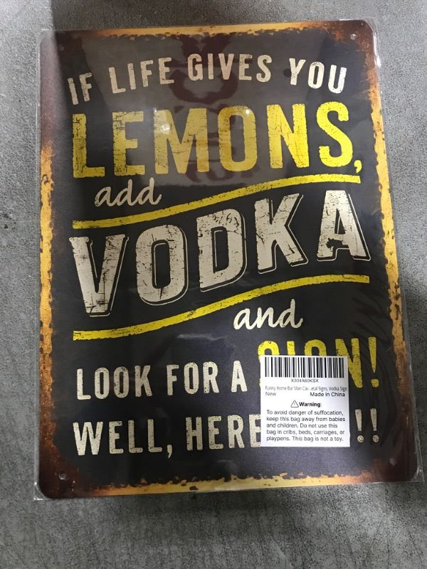 Photo 1 of Funny Home Bar Man Cave Decor Sign - Funny Signs for Home Decor, Basement, Apartment, Man Cave, Bachelor Pad, Outdoor, Alcohol Gift Accessories, Vintage Metal Signs by Opix Design Vodka