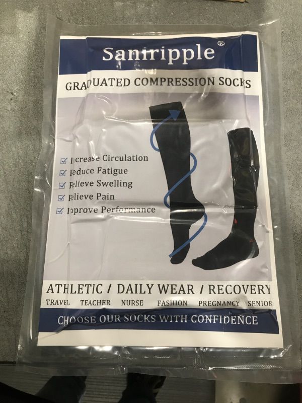 Photo 2 of (3 pairs) Compression Socks 20-30 mmHg Long Socks for Women and Knee High Socks for Women 3 White S/M