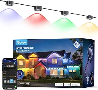 Photo 1 of Govee Permanent Outdoor Lights Pro, 150ft with 90 RGBIC LED Lights for Daily and Accent Lighting, 75 Scene Modes for Christmas, IP67 Waterproof, Works with Alexa, Google Assistant, Matter, Black

