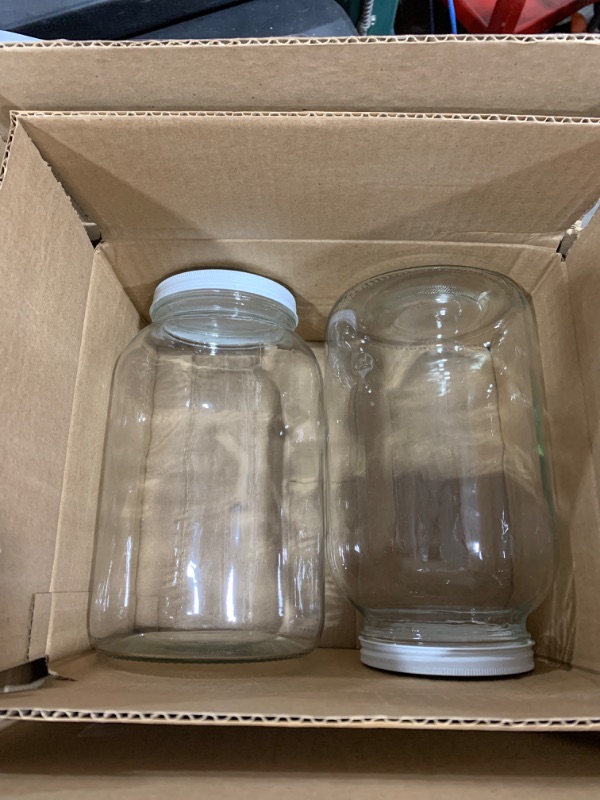 Photo 2 of 2 Pack - 1 Gallon Glass Mason Jar Wide Mouth with Airtight Metal Lid - Safe for Fermenting Kombucha Kefir - Pickling