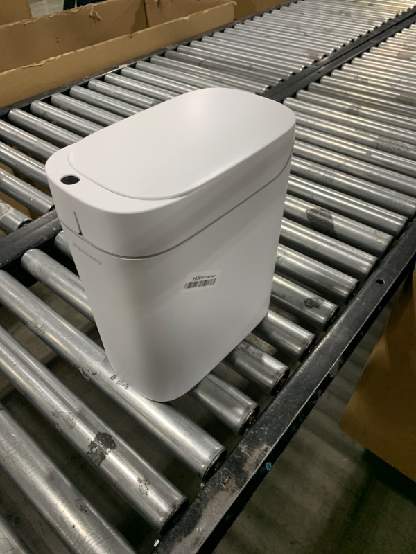 Photo 1 of MOPALL Rechargeable Bathroom Trash Can,Motion Sensor Trash Can Automatic Touchless,White 3.5 Gallon Smart Garbage Can with Lid,Auto-Adsorption Slim Small Waste Basket for Bedroom,Bathroom,Kitchen