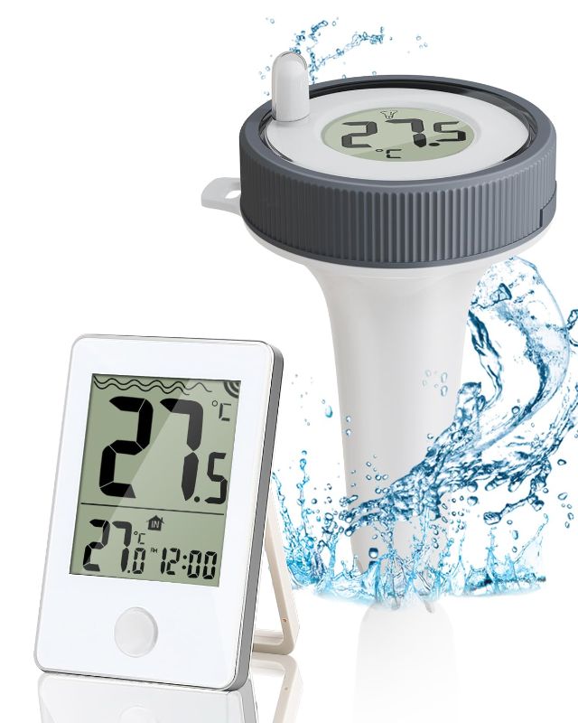 Photo 1 of 
Outdoor/Indoor Digital Pool Thermometer Wireless Floating Easy Read IP67 Waterproof with Temperature Monitor for Swimming Pool, Bathtubs,Pond White