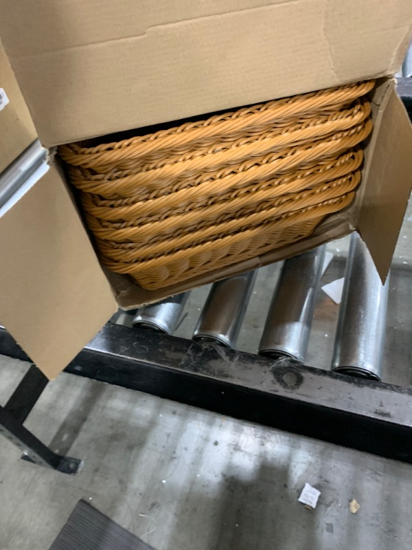 Photo 1 of Eccliy 6 Pack Poly Wicker Bread Basket Imitation Rattan Woven Tabletop Food Serving Basket for Vegetables Restaurant Hotel Home Display(15.7 Inch)