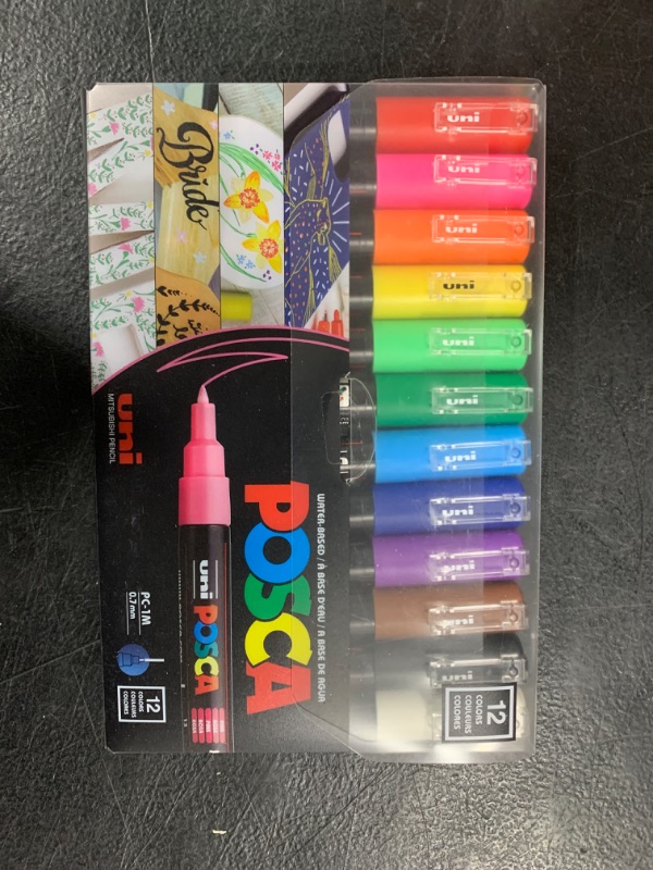 Photo 2 of Uni-posca Paint Marker Pen - Extra Fine Point - Set of 12 (PC-1M12C)