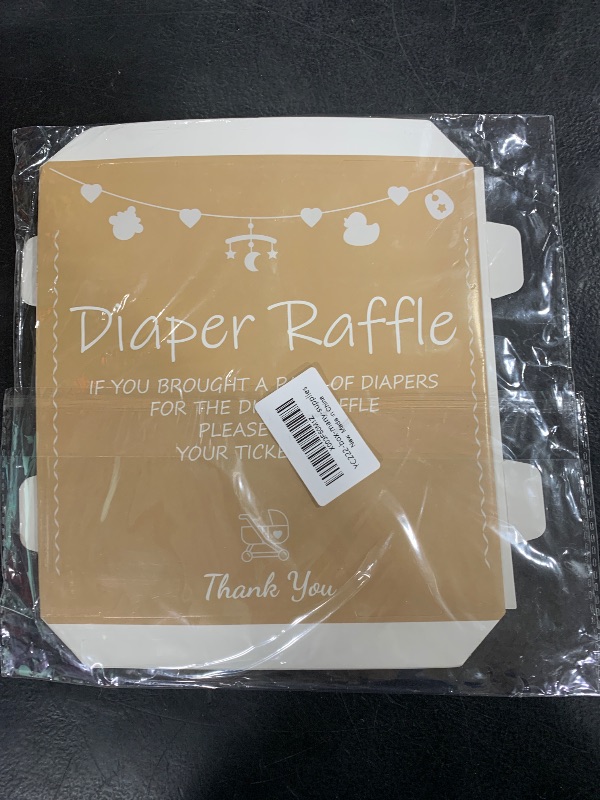 Photo 1 of Funny Diaper Raffle Game with Box and 50 Diaper Raffle Cards, Baby Products Theme Diaper Raffle Tickets for Baby Shower, Diaper Party Raffle Insert Cards, Party Decorations Supplies