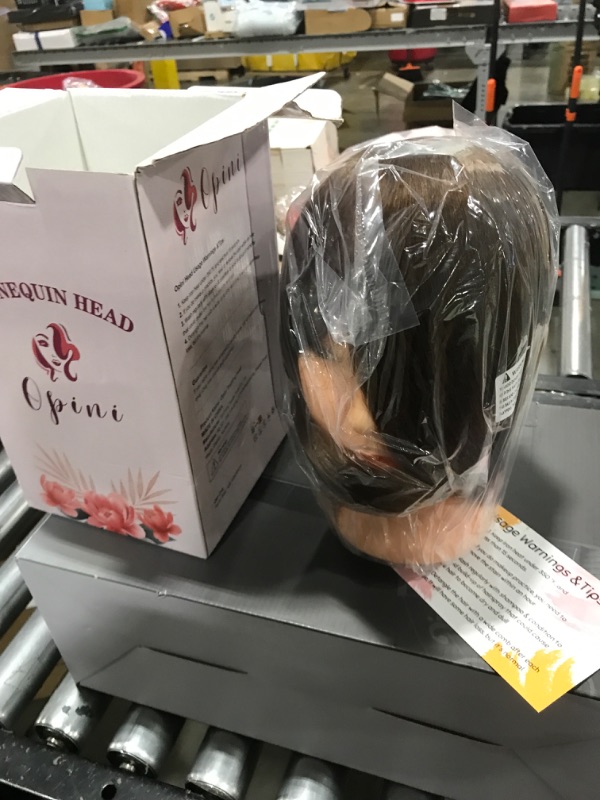 Photo 2 of Opini Mannequin Head with 100% Real Human Hair Cosmetology Mannequin Head to Practice Hairstyles Doll Head Training Head for Hairdresser (Brown)