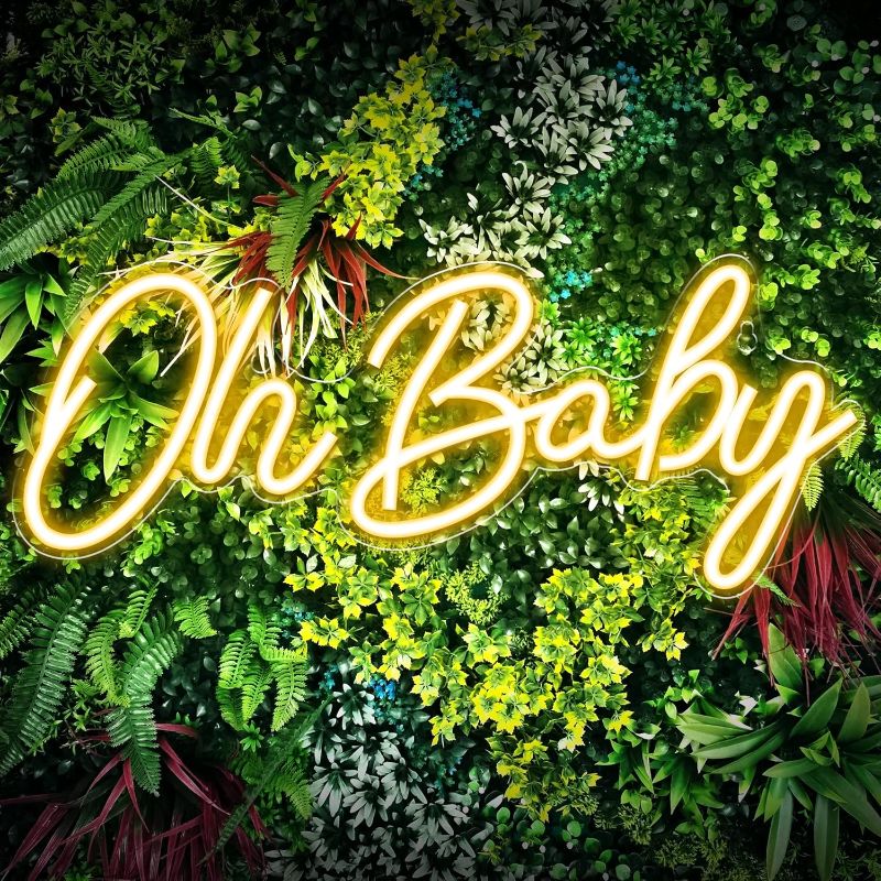 Photo 1 of Kavaas Oh Baby Neon Sign 16.4" x 6.9" - Oh Baby Light Up Sign for Backdrop | Oh Baby Led Sign for Baby Shower, Gender Reveal, Birthday Party Decorations (Warm White)