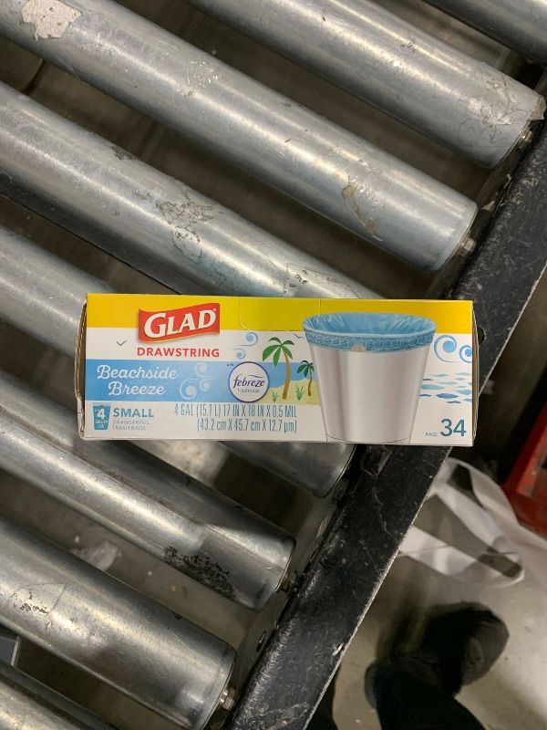 Photo 1 of Glad Trash Bags, OdorShield Small Drawstring Garbage Bags - Febreze Beachside Breeze - 4 Gallon - 34 Count