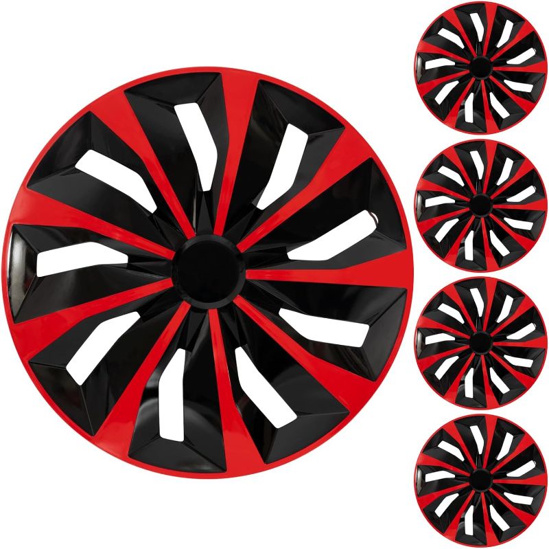 Photo 1 of 15" Red Wheel Rim Cover Hubcaps Replacement R15 Hub Caps Snap On Universal Wheel Rim Cover ABS Exterior Accessories for Car Trunk SUV Set of 4
