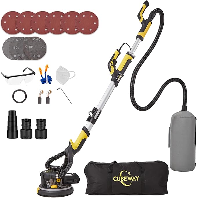 Photo 1 of Drywall Sander, 780W Electric Drywall Sander with Vacuum Dust Collection, 6.5A Motor Dustless Floor Sander with Variable Speed 900-1800RPM, LED Light, Extendable & Foldable Handle
