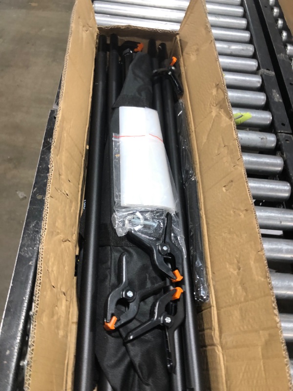 Photo 1 of EMART Backdrop Stand, 20x7ft(WxH) Large Adjustable Backdrop Stand for Paties,Wedding, Photo Studio Background Stand Support Kit with 308° Angle Rotatable Connector, 8 Backdrop Clamps, 3 Sandbags