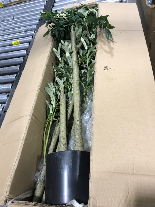 Photo 1 of Alupssuc ??? Artificial Olive Tree Faux Silk Plant(72" in), Indoor Fake olive Tree with Natural Wood Trunk & Lifelike Fruits, Perfect for Modern Home Office Living Room Floor Decor, 6 FT