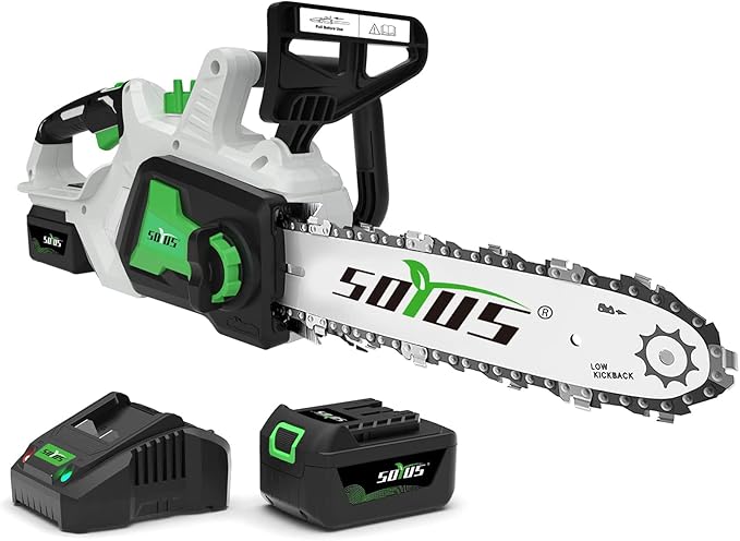 Photo 1 of Battery Chainsaw SOYUS 4.0Ah Brushless Cordless Chainsaw, 20V Electric Chainsaw 10 In Battery Powered Chainsaw, Cordless Chainsaw with Battery and Charger, Power Chain Saws for Trees Wood Farm Cutting
