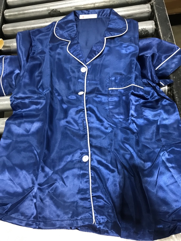 Photo 1 of Satin Pajamas for Women, Long Sleeve Silk Pajama Set with Shorts Two Piece Pj Sets Button-Down Sleepwear Loungewear xxl
