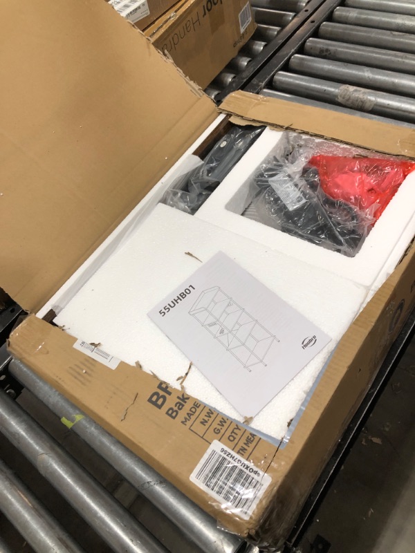 Photo 1 of HOOBRO Kitchen Bakers Rack with Power Outlet, 5-Tier Free Standing Kitchen Storage Shelf Rack, Microwave Stand with 4 S-Shaped Hooks, Rustic Brown and Black BF55UHB01