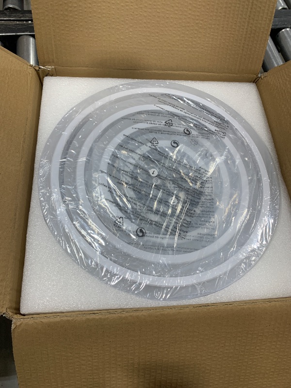 Photo 1 of Shine LUEST Modern LED Ceiling Light, Dimmable LED Chandelier Flush Mount Ceiling Lights, Remote Control Acrylic Ring Ceiling Lamp Fixture for Living Room Dining Room Bedroom (White, 8 Rings)