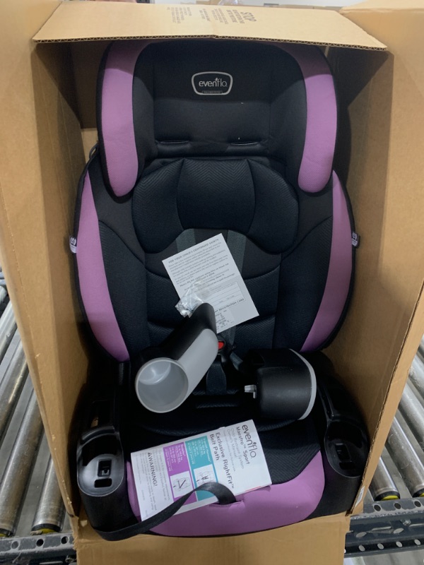 Photo 2 of Evenflo Maestro Sport Convertible Booster Car Seat, Forward Facing, High Back, 5-Point Harness, For Kids 2 to 8 Years Old, Whitney Pink