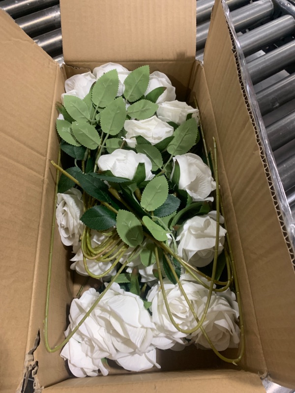 Photo 1 of Hananona Artificial Roses in Bulk, Fake Silk Roses Realistic Roses for Wedding Centerpieces Flower Arrangement Home Decor (50, White)