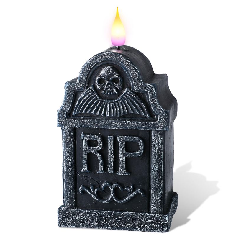 Photo 1 of Meonum Halloween Black Flameless Candle, 5.7 x 3.6 Inch Flameless Tombstone Candle Battery Operated