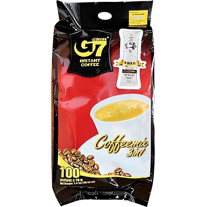 Photo 1 of G7 PURE BLACK Instant Coffee for Energy Boost - 100% Soluble Coffee Without Sugar (100 Sachets/Bag)
