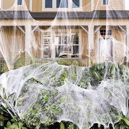 Photo 1 of 1000 sqft Halloween Spider Web Decoration, Super Stretch DIY Cobwebs