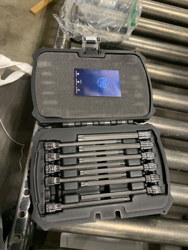 Photo 1 of MichaelPro Torx Bit Socket Set, 12-Piece 3/8 Inch Drive Extra Long Torx Bit Set, T10, T15, T20, T25, T27, T30, T40, T45, T47, T50, T55, T60 Torx Bits Included, Torx Star Socket Set with Storage Case