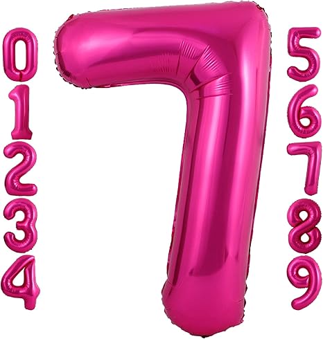 Photo 1 of 40 Inch Hot Pink Number 7 Balloon Large Size Jumbo Digit Mylar Foil Helium Bright Pink Balloons for Birthday Party Celebration Decorations Graduations Anniversary Baby Shower Photo Shoot