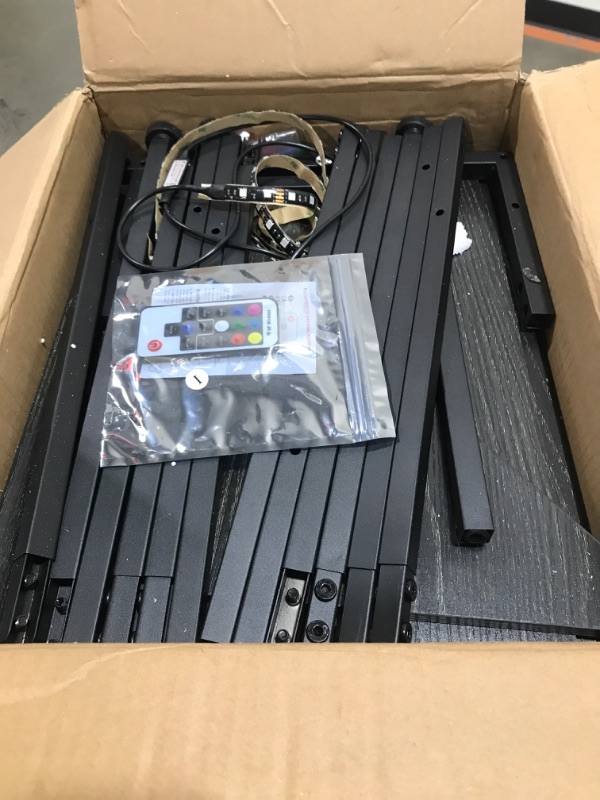 Photo 1 of Furnulem Corner Shelf with LED Light, 5 Tier Corner Narrow Bookshelf with Door, Corner Cabinet Display Shelf for Bedroom, Living Room, Kitchen, Metal Frame, Wood Display Shelf (Black Oak)