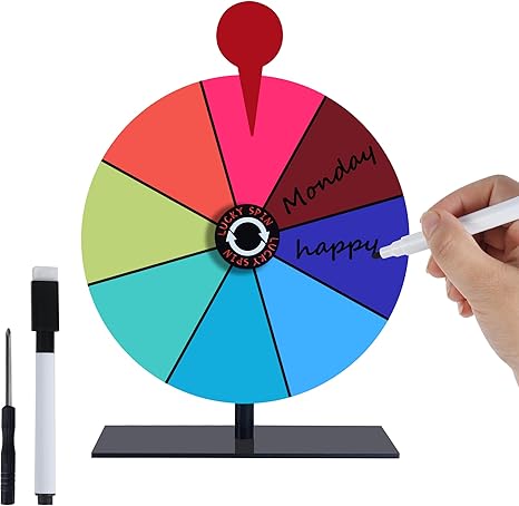 Photo 1 of 8 Inch Prize Wheel,Spin Wheel for Prizes,Spinning Wheel with Stand, Wheel of Fortune,Prize Wheel Spinner,Ideal for Fortune Games, House Parties, Trade Shows, Carnivals
