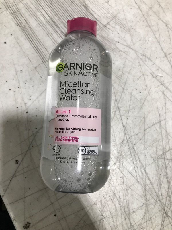 Photo 2 of Garnier Micellar Water, Hydrating Facial Cleanser & Makeup Remover, Suitable for Sensitive Skin, Vegan, Cruelty Free, 13.5 Fl Oz (400mL), 1 Count