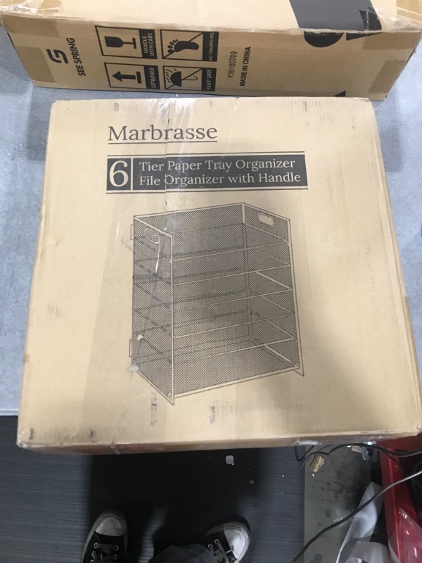 Photo 1 of Marbrasse 6 Tier Paper Organizer Letter Tray - Mesh Desk File Organizer with Handle, Paper Sorter Organizer for Letter/A4 Office File Folder Holder - White