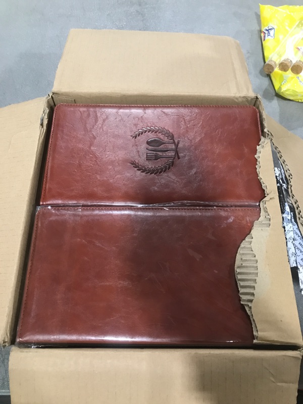 Photo 1 of CoBak Restaurant Check Presenters, Guest Check Card Holder with Fork&Spoon Imprint, Restaurant Bill Holder, Check Presenters for Restaurants, Servers, Bars, Hotels, Waiter, Waitress - Brown 20 Pack