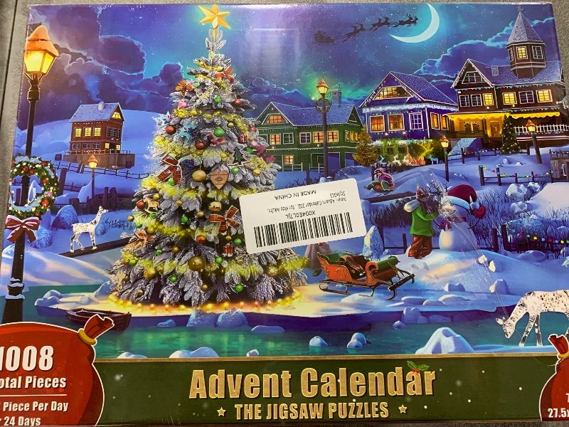 Photo 2 of Advent Calendar Puzzle 2024 Kids Adults Teens, 1008 Pieces Christmas Countdown Calendar 24 Days Jigsaw Puzzles, Christmas Tree, Snow Christmas Puzzle GIfts for Adults Kids Boys Girls(27.6"X 19.7")