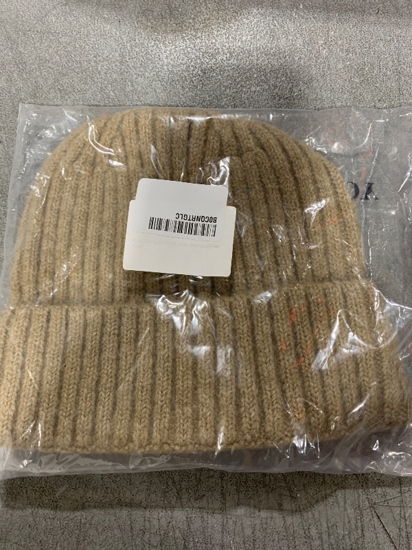 Photo 2 of 100% Wool Cuffed Knit Beanie Hat, Classic, Khaki