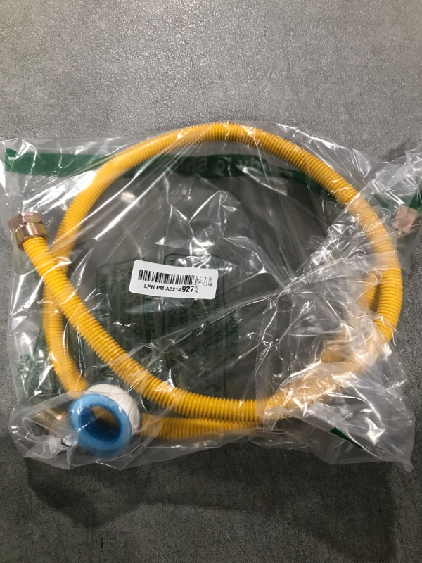 Photo 2 of ???????? puxyblue 48" Flexible Gas Line Kit for Dryer,Water Heater,Gas Tank,Gas Stove,Flexible Stainless Steel Yellow Gas Line Come with 1/2" OD 1/2" MIP x 1/2" FIP Additional Raw Belt