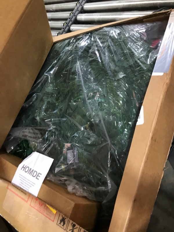 Photo 1 of Decoway Pre  Pre Decorated Christmas Tree Pop Up Christmas Tree with Remote Control, with Warm White & Colorful LED Lights,Holiday Party Decorations,Red Gold (6FT, Surround Ribbon)