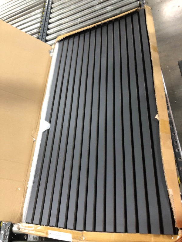 Photo 3 of Art3d 2 Wood Slat Acoustic Panels for Wall and Ceiling - 3D Fluted Sound Absorbing Panel with Wood Finish - Matte Black