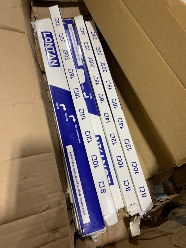 Photo 1 of LONTAN 6 Pairs Silver Drawer Slides 20 Inch Side Mount Drawer Slides-Cabinet Drawer Glides Tool Box Trash Can Slider Kitchen Glides Heavy Duty Ball Bearing Drawer Rails 100LB Capacity Drawer Runners