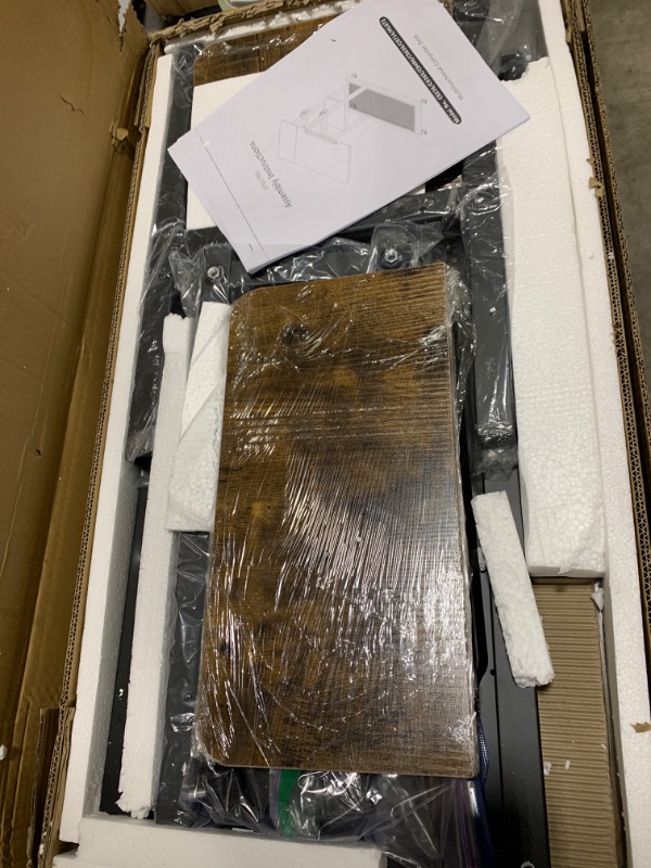 Photo 1 of Tribesigns Height Adjustable C Table with Wheels, Mobile Couch Snack Side Table with Tiltable Drawing Board, Sofa Bedside Laptop Stand C Shaped TV Tray with Storage Shelves (Brown)