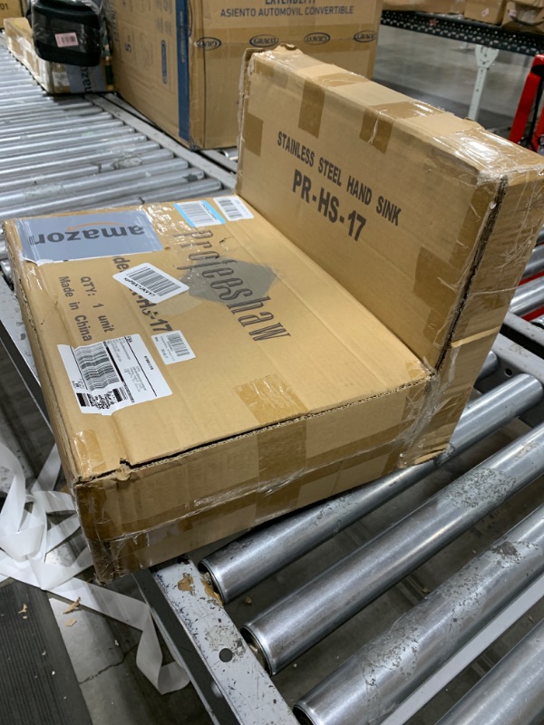 Photo 1 of Profeeshaw Stainless Steel Sink Commercial Wall Mount Hand Washing Basin NSF Certified, with Gooseneck Faucet and Backsplash, for Restaurants, Stores, Bars and Home, 17" x 15"