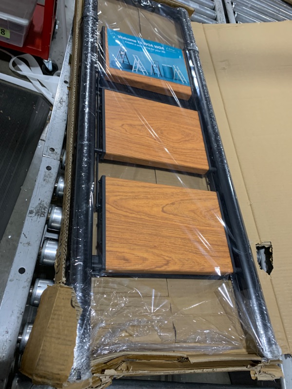 Photo 1 of WOA WOA 3 Step Ladder, Kitchen Step Stool with Handrail for Adults, Folding Ladder for Home, Lightweight Household Stepladder, Wide Steps, Non-Slip Feet, Hold 330 lbs - Black&Wood Grain