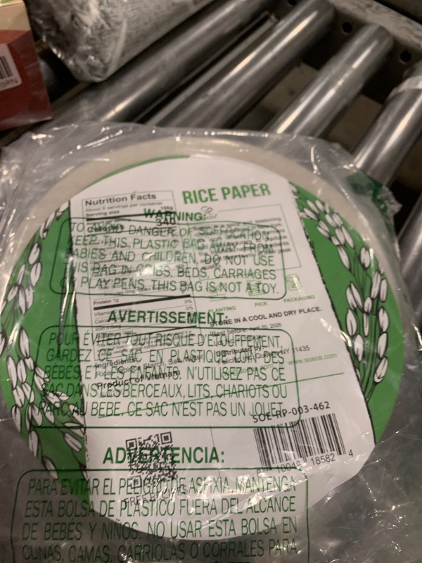 Photo 1 of Soeos Rice Paper, White Rice Paper Wrappers, 3 Pack, 34 Sheets-Fresh Spring Roll Wrappers & Dumplings, Non-GMO, Gluten-Free, Low Carb, Vietnamese Rice Wraps (Round, 22cm)