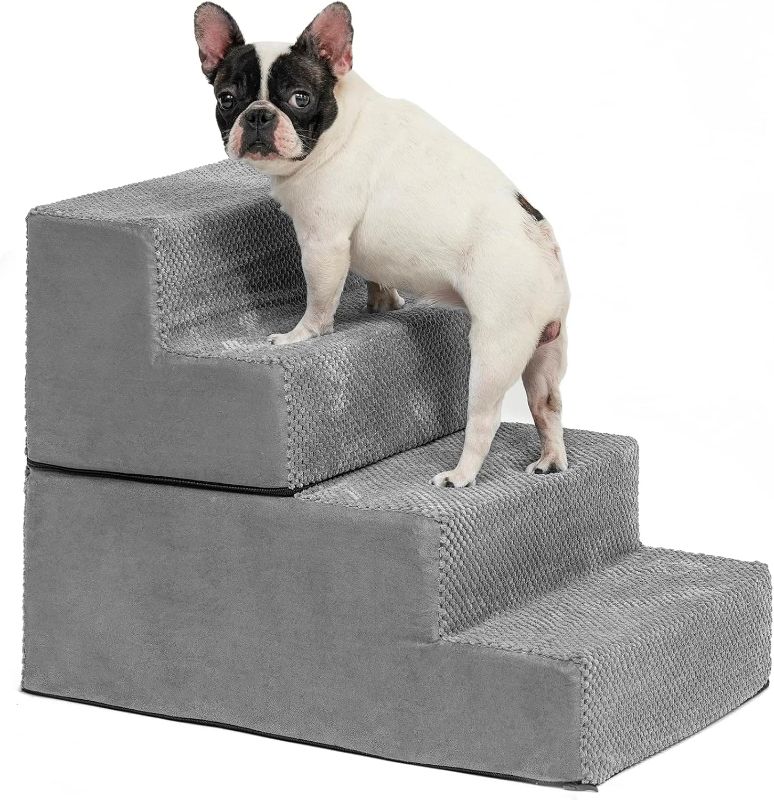 Photo 1 of Sturdy Dog Stairs, Detachable Pet Stairs 4-Step Memory Foam Dog Steps with Removable Washable Cover for Smaller & Elder Pets