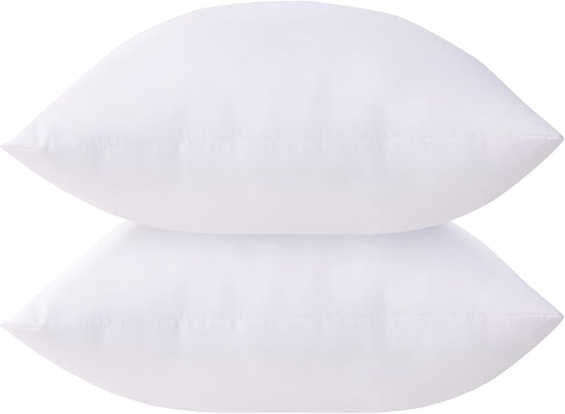 Photo 1 of Acanva Throw Pillow Inserts for Bed Couch Sofa Chair Indoor Decorative, Square Sham Stuffer Cushion with Premium Polyester Microfiber, 24x24 Inch(2 Count), White