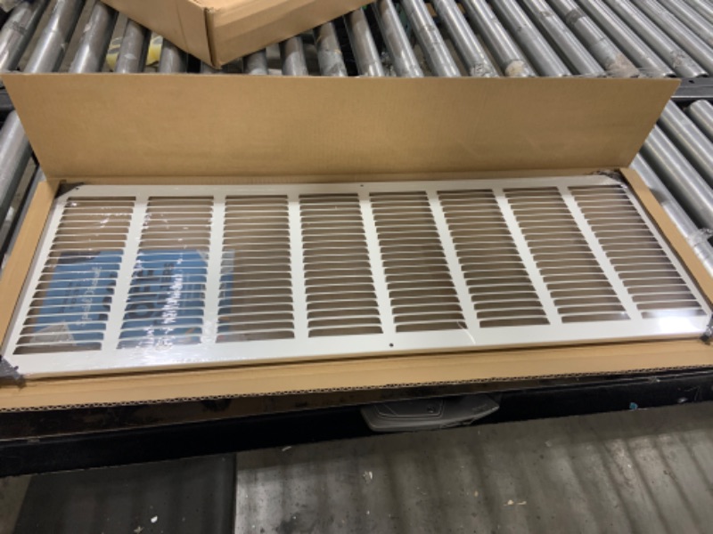 Photo 2 of Fits 32x10 Duct Opening | Steel Return Air Grille by Handua | Vent Cover Grill for Sidewall and Ceiling | White | HVAC Cold Air Intake Grille | Outer Dimensions: 33.75"W X 11.75"H